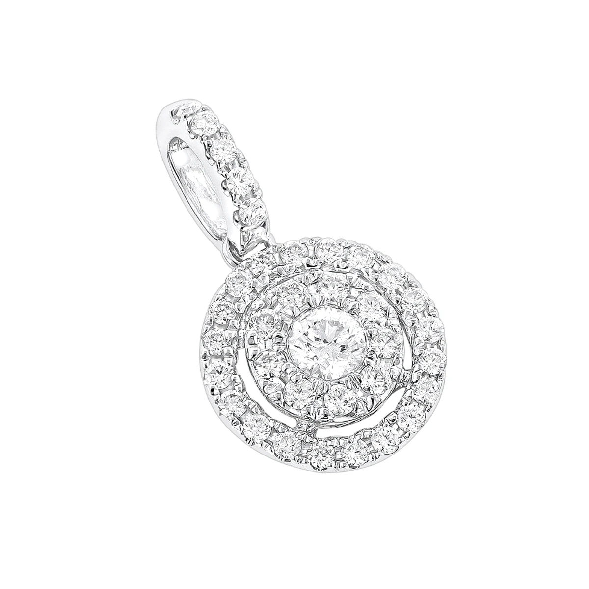 14K White Gold Diamond Circle Pendant For Women By Luxurman 0.33ct 1 14K White Gold Diamond Circle Pendant For Women By Luxurman 0.33ct