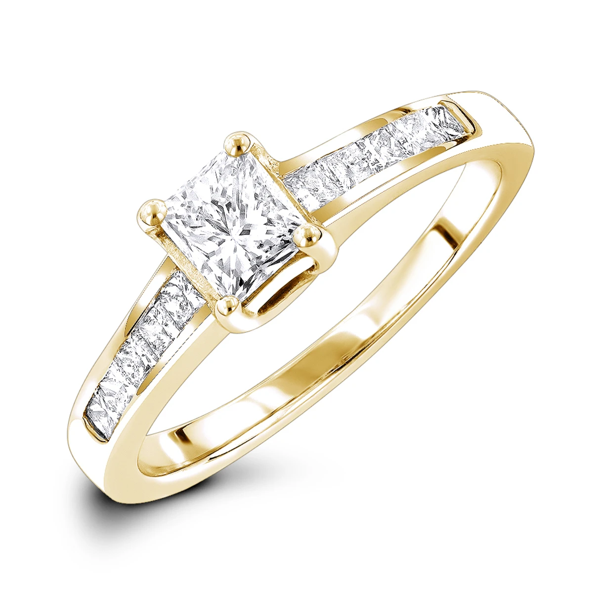 14K White Gold Princess Cut Diamond Designer Engagement Ring 0.90ct 2 14K White Gold Princess Cut Diamond Designer Engagement Ring 0.90ct - Image 2