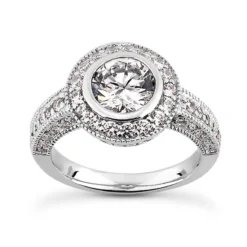 14K White Gold Diamond Designer Engagement Ring 1.08ct
