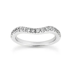 Ultra Thin 14K White Gold Diamond Designer Engagement Ring Band 0.45ct