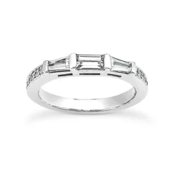 Thin 14K White Gold Diamond Designer Engagement Ring Band 0.57ct