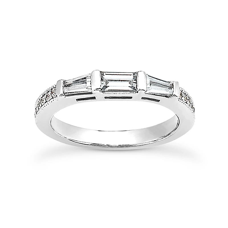 Thin 14K White Gold Diamond Designer Engagement Ring Band 0.57ct 1 Thin 14K White Gold Diamond Designer Engagement Ring Band 0.57ct