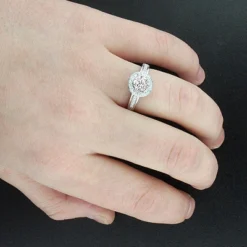 Halo 14K White Gold Diamond Engagement Ring Mounting 0.56ct -The King Of Accessories 14k gold diamond engagement ring mounting 056ct p 40612bod