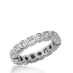 14K White Gold Diamond Eternity Band 1.44ct Bezel Setting