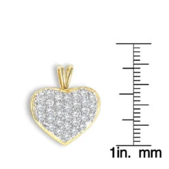 14K Yellow Gold 1 Carat Diamond Heart Pendant By Luxurman -The King Of Accessories 14k gold diamond heart pendant 100ct p 86 rulerye