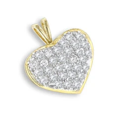 14K Yellow Gold 1 Carat Diamond Heart Pendant By Luxurman