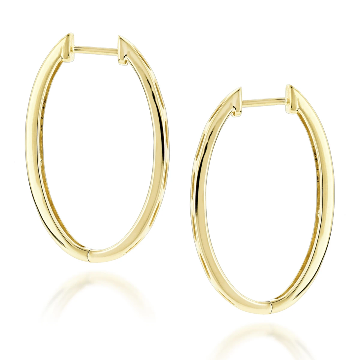 14K White Gold Oval Diamond Hoop Earrings For Women 0.71ct 4 14K White Gold Oval Diamond Hoop Earrings For Women 0.71ct - Image 4