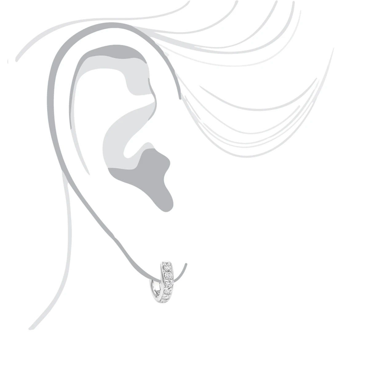 14K White Gold Diamond Huggie Earrings Hoops 1/2ct 6 14K White Gold Diamond Huggie Earrings Hoops 1/2ct - Image 6