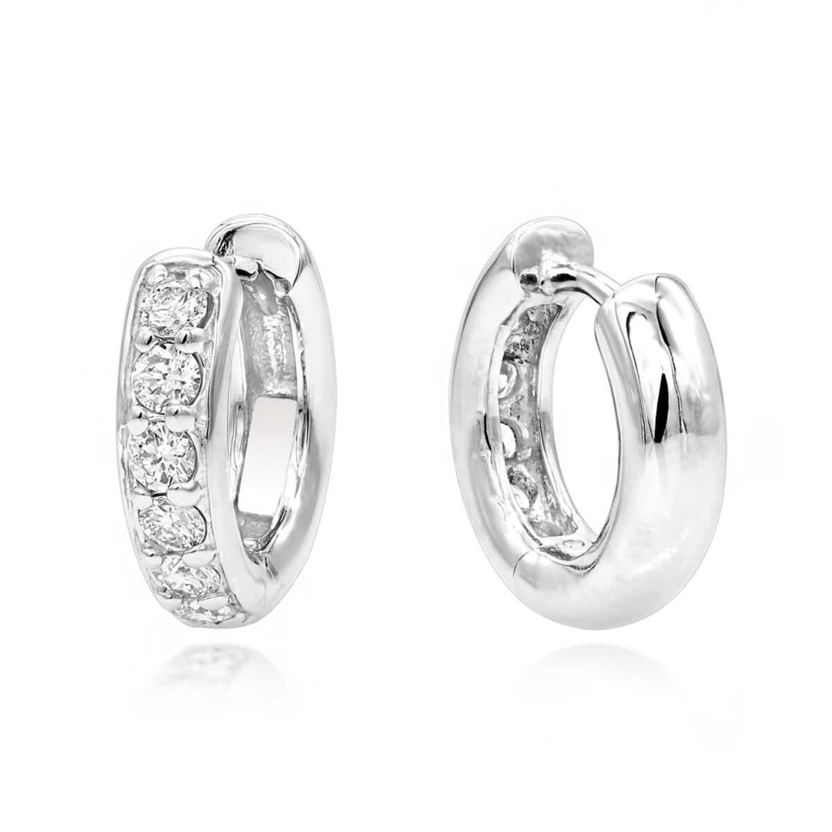 14K White Gold Diamond Huggie Earrings Hoops 1/2ct 1 14K White Gold Diamond Huggie Earrings Hoops 1/2ct