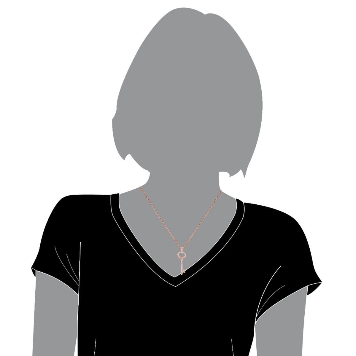 14K Rose Gold Diamond Key Pendant 0.42ct 5 14K Rose Gold Diamond Key Pendant 0.42ct - Image 5