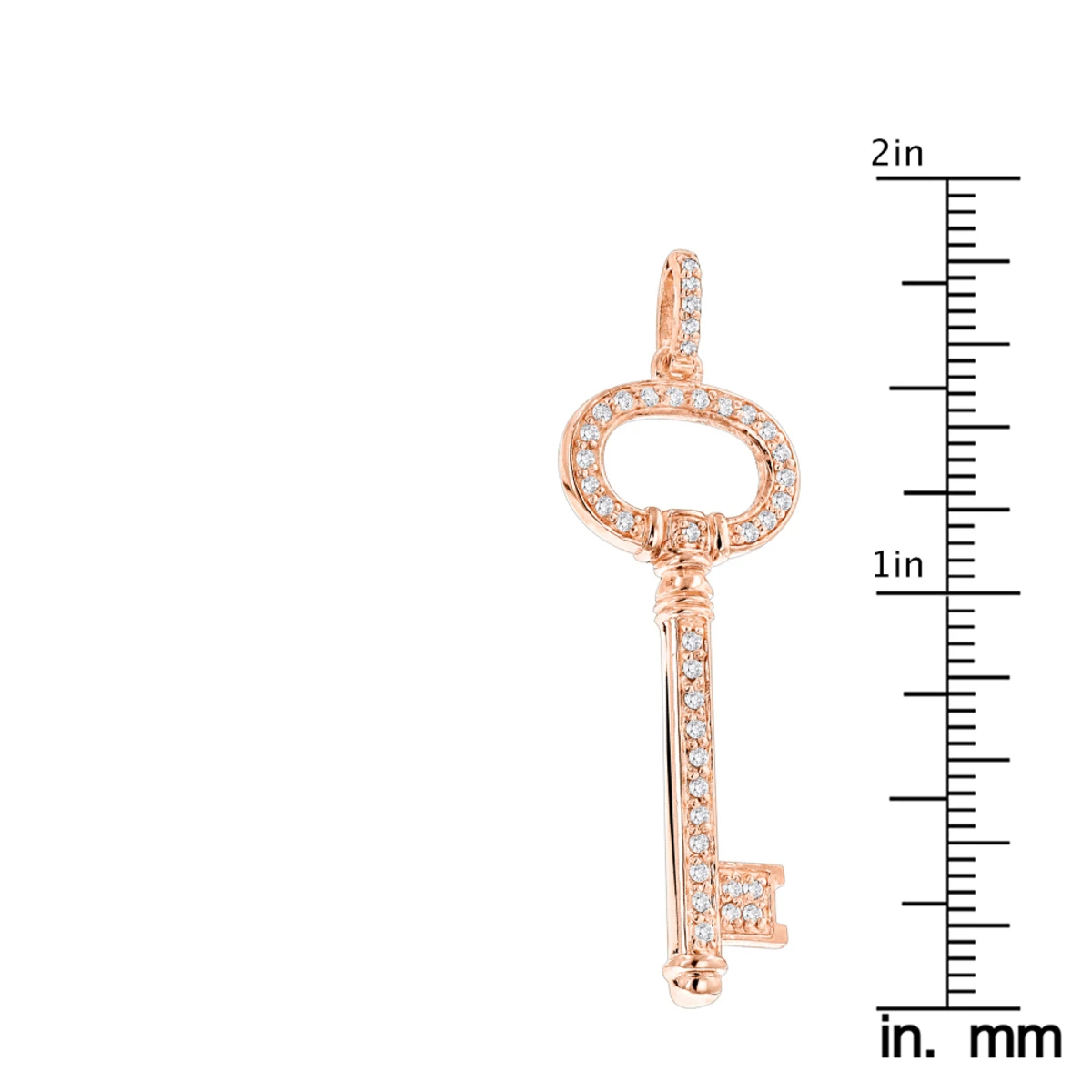 14K Rose Gold Diamond Key Pendant 0.42ct 6 14K Rose Gold Diamond Key Pendant 0.42ct - Image 6