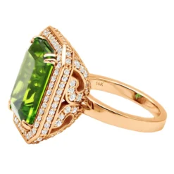 14K White Gold Diamond Peridot Quartz Cocktail Ring 13ct -The King Of Accessories 14k gold diamond peridot quartz cocktail ring 13ct back rose
