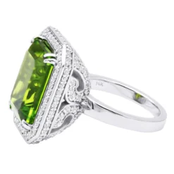 14K White Gold Diamond Peridot Quartz Cocktail Ring 13ct -The King Of Accessories 14k gold diamond peridot quartz cocktail ring 13ct back white