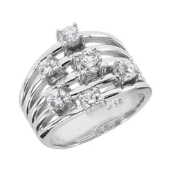 14K White Gold Diamond Right Hand Ring 0.95ct