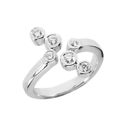 14K White Gold Diamond Right Hand Women's Ring 0.4ct