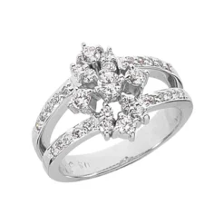 14K White Gold Diamond Right Hand Women's Ring 0.66ct