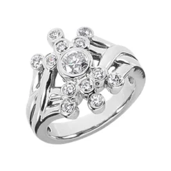 14K White Gold Diamond Right Hand Women's Ring 0.70ct