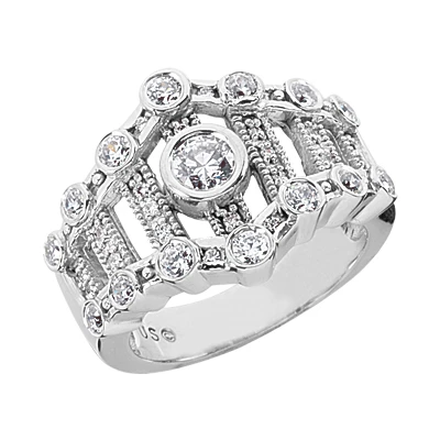 14K White Gold Diamond Right Hand Women's Ring 0.75ct 1 14K White Gold Diamond Right Hand Women's Ring 0.75ct