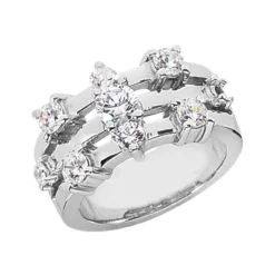 14K White Gold Diamond Right Hand Women's Ring 1.65ct