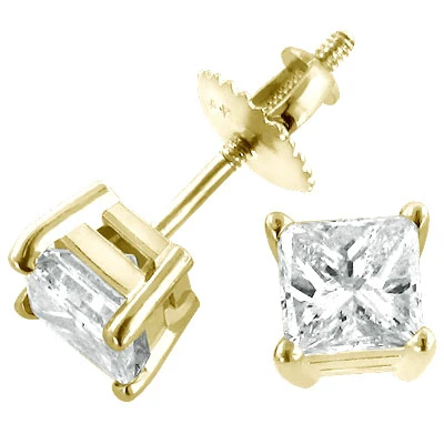14K Yellow Gold Princess Cut Diamond Studs 0.33ct 1 14K Yellow Gold Princess Cut Diamond Studs 0.33ct