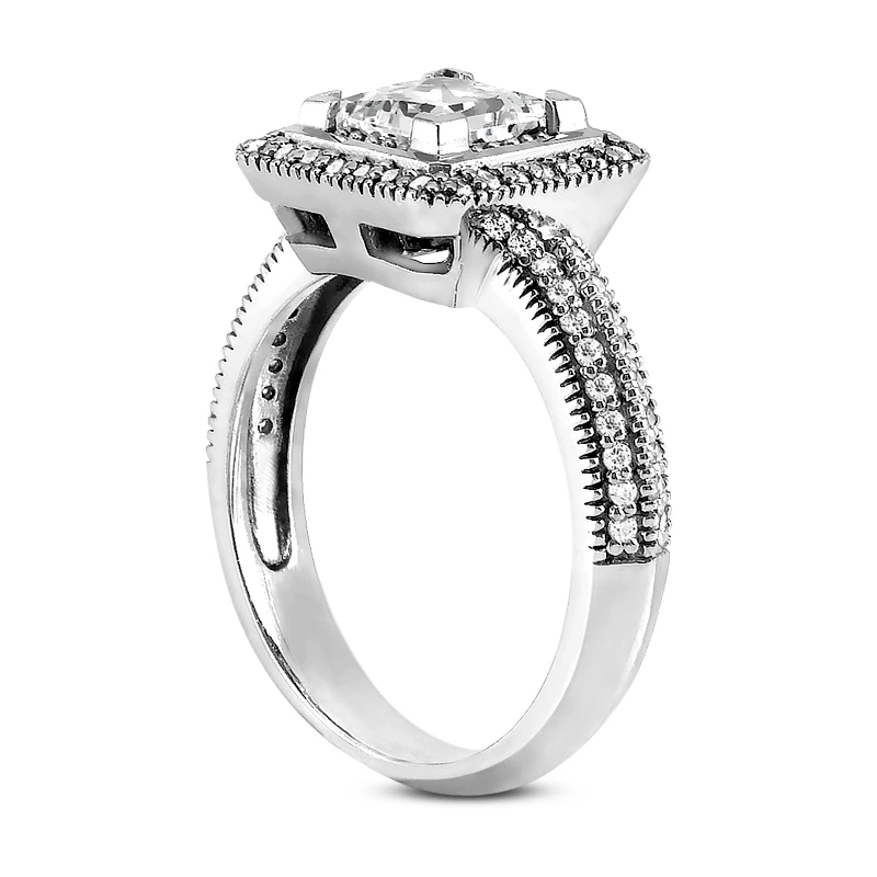 14K White Gold Diamond Unique Engagement Ring 0.74ct 3.6mm 4 14K White Gold Diamond Unique Engagement Ring 0.74ct 3.6mm - Image 4