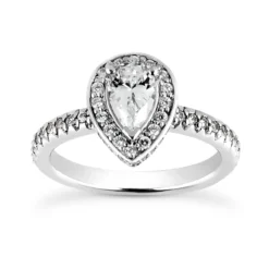 14K White Gold Diamond Unique Engagement Ring 1.02ct 2.7mm