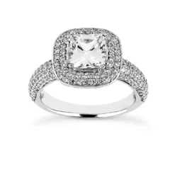 14K White Gold Diamond Unique Engagement Ring 1.34ct 4.3mm