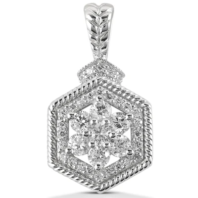 14K White Gold Flower Diamond Pendant 0.99ct 1 14K White Gold Flower Diamond Pendant 0.99ct