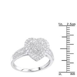 14K White Gold Heart Diamond Ring For Women Cluster Setting 0.8ct By Luxurman -The King Of Accessories 14k gold heart diamond ring for women cluster setting 08ct by luxurman rulerwh