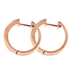 14K White Gold Hoop Huggie Black 0.6 Carat Diamond Earrings For Women -The King Of Accessories 14k gold hoop huggie black diamond earrings for women 06ct 000886 back rose