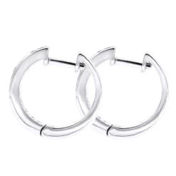 14K White Gold Hoop Huggie Black 0.6 Carat Diamond Earrings For Women -The King Of Accessories 14k gold hoop huggie black diamond earrings for women 06ct 000886 back white