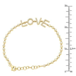 14K Yellow Gold Inline Diamond Tennis Bracelet For Women With LOVE Round Diamonds 0.8ct 9 14K Yellow Gold Inline Diamond Tennis Bracelet For Women With LOVE Round Diamonds 0.8ct -The King Of Accessories 14k gold inline diamond tennis bracelet for women with love round diamonds 08ct 803220 rulerye