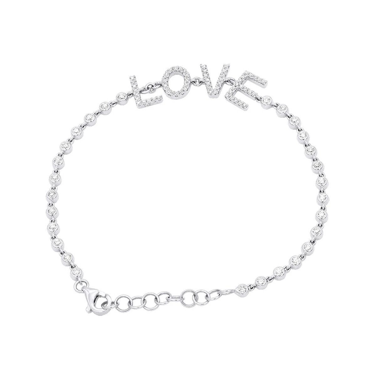 14K Yellow Gold Inline Diamond Tennis Bracelet For Women With LOVE Round Diamonds 0.8ct 2 14K Yellow Gold Inline Diamond Tennis Bracelet For Women With LOVE Round Diamonds 0.8ct - Image 2