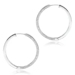 14K White Gold Inside Out Diamond Hoop Earrings For Women 1 Carat By Luxurman -The King Of Accessories 14k gold inside out diamond hoop earrings for women 1 carat by luxurman backwh
