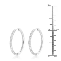14K White Gold Inside Out Diamond Hoop Earrings For Women 1 Carat By Luxurman -The King Of Accessories 14k gold inside out diamond hoop earrings for women 1 carat by luxurman rulerwh