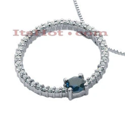 14K White Gold Ladies Circle Diamond Necklace 0.98ct
