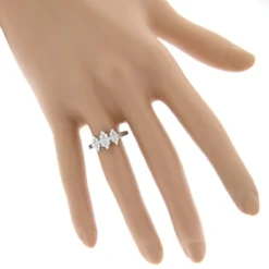 14K White Gold Ladies Cluster Diamond Ring 0.63ct Three Stone Ring Design -The King Of Accessories 14k gold ladies cluster diamond ring 063ct three stone ring design bodwh