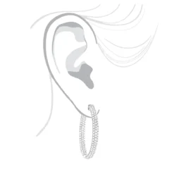 Large 5 Carat 1.5in Ladies Inside Out Diamond Hoop Earrings 14K Yellow Gold -The King Of Accessories 14k gold ladies inside out diamond hoop earrings 5ct 15in 3