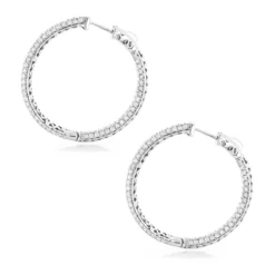 Large 5 Carat 1.5in Ladies Inside Out Diamond Hoop Earrings 14K Yellow Gold -The King Of Accessories 14k gold ladies inside out diamond hoop earrings 5ct 15in backwh