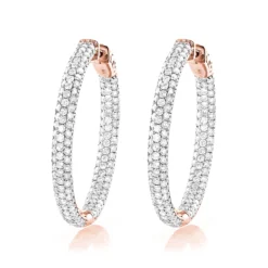Large 5 Carat 1.5in Ladies Inside Out Diamond Hoop Earrings 14K Yellow Gold -The King Of Accessories 14k gold ladies inside out diamond hoop earrings 5ct 15in ro