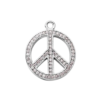 14K White Gold Ladies Peace Diamond Necklace 0.64ct 1 14K White Gold Ladies Peace Diamond Necklace 0.64ct