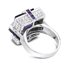 14K White Gold Large Diamond Amethyst Cocktail Ring For Women By Luxurman 14ct 9 14K White Gold Large Diamond Amethyst Cocktail Ring For Women By Luxurman 14ct -The King Of Accessories 14k gold large diamond amethyst cocktail ring for women by luxurman 14ct backwh