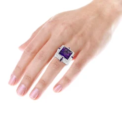 14K White Gold Large Diamond Amethyst Cocktail Ring For Women By Luxurman 14ct 10 14K White Gold Large Diamond Amethyst Cocktail Ring For Women By Luxurman 14ct -The King Of Accessories 14k gold large diamond amethyst cocktail ring for women by luxurman 14ct bodwh