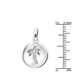 14K White Gold Palm Tree Circle Diamond Pendant 0.1ct Small Charm 10 14K White Gold Palm Tree Circle Diamond Pendant 0.1ct Small Charm -The King Of Accessories 14k gold palm tree circle diamond pendant 010ct p 35181 rulerwh
