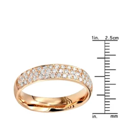 14K Rose Gold Pave Diamond Wedding Band For Women Anniversary Ring Round Diamonds -The King Of Accessories 14k gold pave diamond wedding band for women anniversary ring round diamonds rulerro