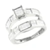 14K White Gold Princess Cut Diamond Bridal Ring Set 0.95ct