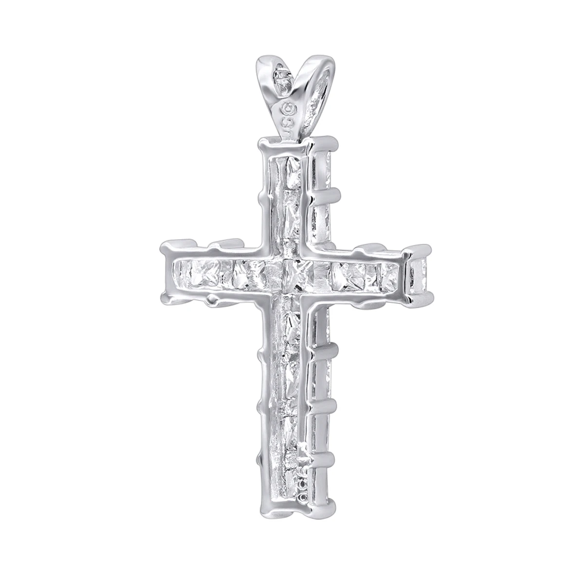 14K White Gold Princess Cut Diamond Cross Pendant 2.20ct 4 14K White Gold Princess Cut Diamond Cross Pendant 2.20ct - Image 4