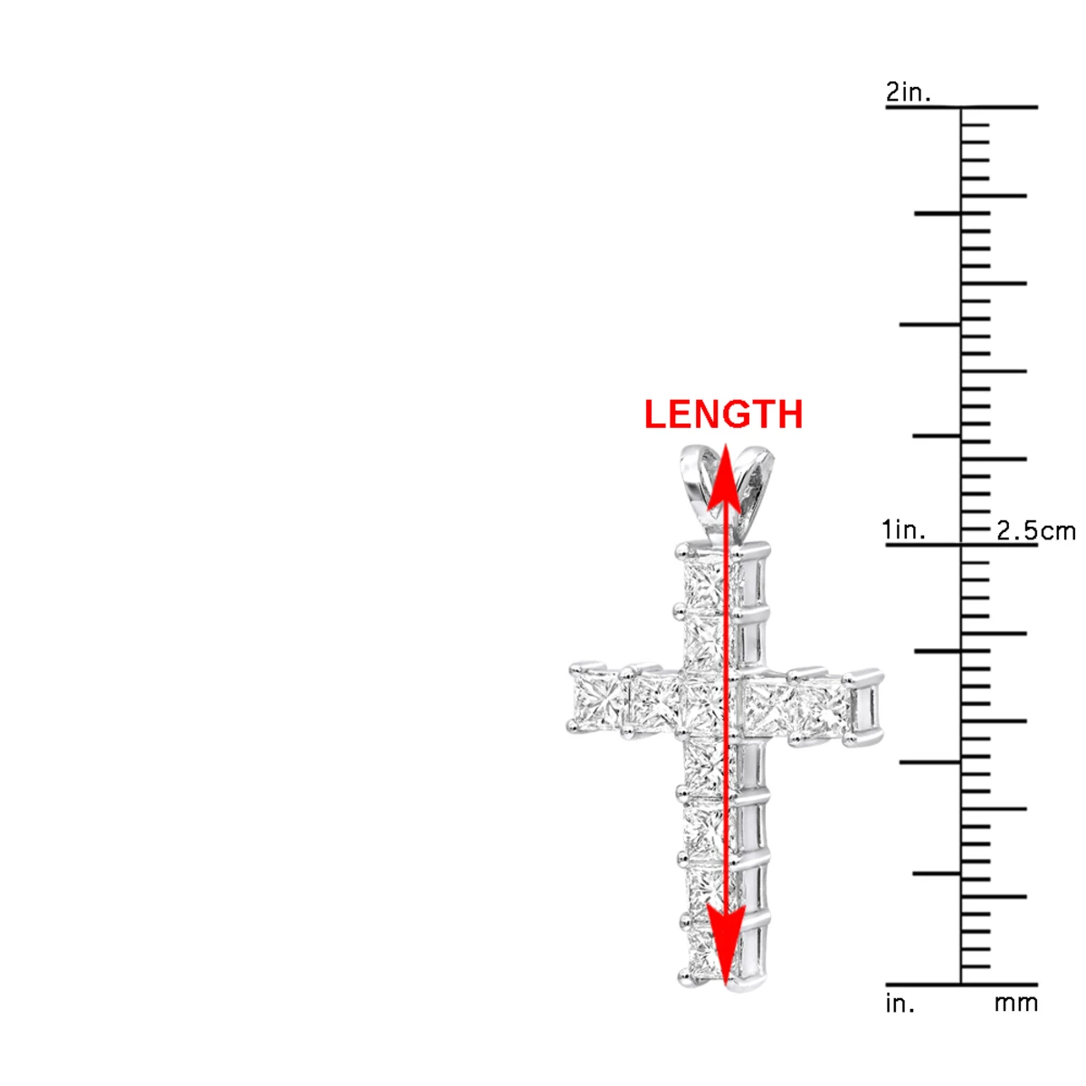 14K White Gold Princess Cut Diamond Cross Pendant 2.20ct 6 14K White Gold Princess Cut Diamond Cross Pendant 2.20ct - Image 6