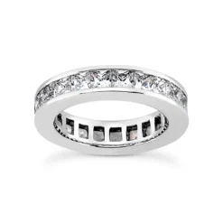 Thin 14K White Gold Princess Cut Diamond Eternity Ring 3.57ct