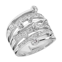 14K White Gold Right Hand Diamond Ladies Ring 1.23ct